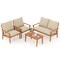 Costway 4 PCS Acacia Wood Patio Furniture Set with Soft Cushions and Coffee Table